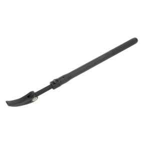 The Sealey Pry Bar Extendable Adjustable Head 600-915mm - AK9138 is a black, metal hand tool with a long handle and an adjustable head, featuring a short, curved blade at the end, likely used for scraping or cutting.