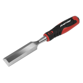 The Hammer-Thru Wood Chisel 32mm - AK9236 by Sealey features a bevel-edged blade made of Chrome Vanadium steel and a black and red handle marked "Sealey.