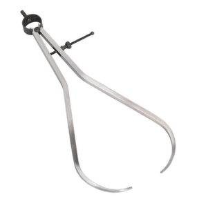Image of the Sealey Spring Caliper 300mm External - AK9772, featuring handles and curved blades with a brushed metal finish, designed for use in veterinary procedures.