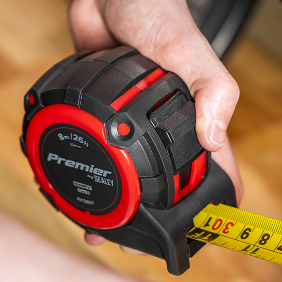 Premier Metric/Imperial Tape Measure Extra-Wide Blade 8m(26ft) x 32mm - SE-AK9851