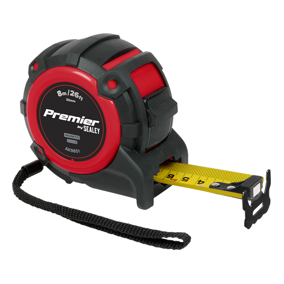 Premier Metric/Imperial Tape Measure Extra-Wide Blade 8m(26ft) x 32mm - SE-AK9851
