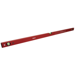 Image of the Sealey Spirit Level 1200mm - AK9862 from the Premier Hand Tools collection, featuring dual bubble vials for precise horizontal and vertical alignment, constructed in an aluminium box section for enhanced corrosion resistance and measuring approximately 1200mm (three feet) in length.
