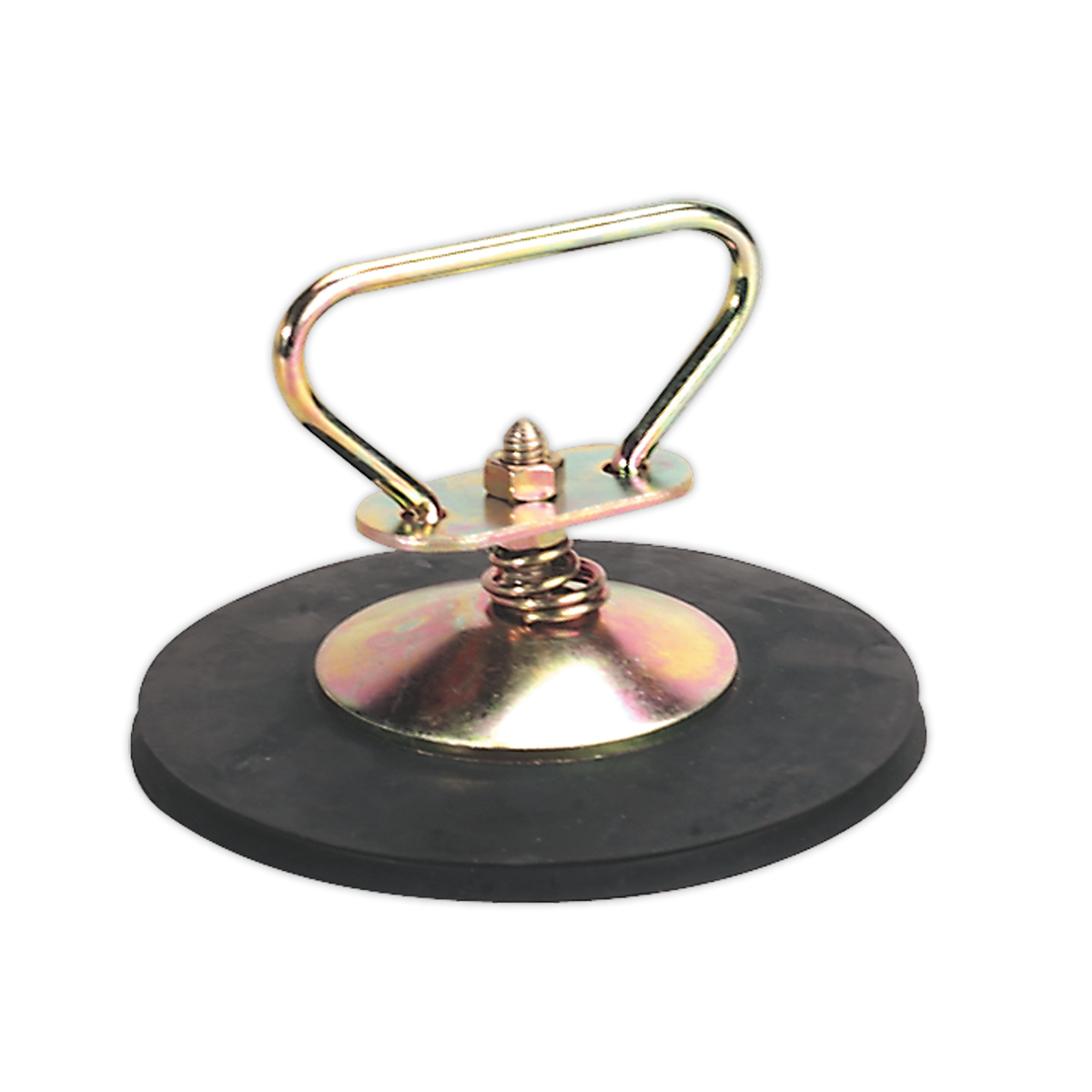 The Sealey Suction Cup Dent Puller Ø150mm - AK98 features a sturdy black rubber base and a top handle, providing strong suction ideal for moving glass panels.