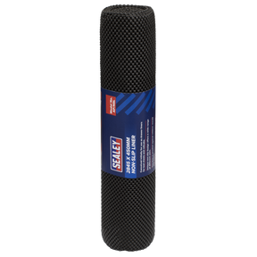 A Sealey Non-Slip Liner 2845 x 450mm - AP/NSL, featuring a black color with its label visible, showcasing its innovative non-slip design and mildew-proof properties.