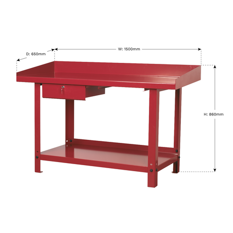 Workbench Steel 1.5m with 1 Drawer - AP1015 - Farming Parts