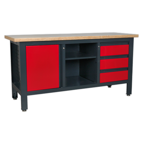 Workstation with 3 Drawers, 1 Cupboard & Open Storage - AP1905B - Farming Parts