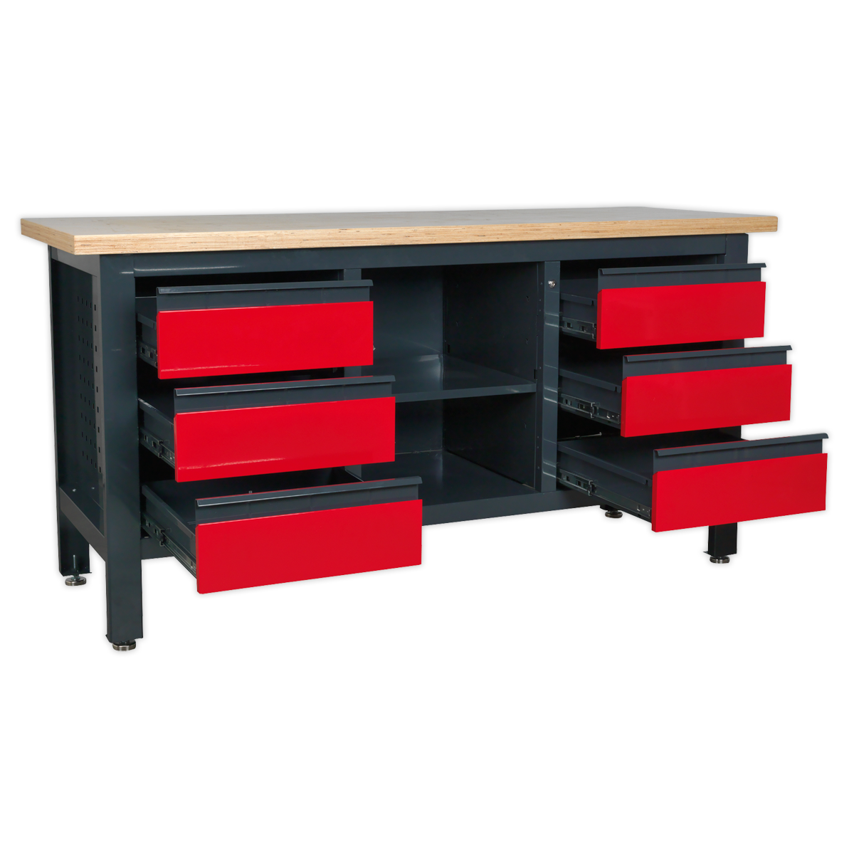 Workstation with 6 Drawers & Open Storage - AP1905D - Farming Parts