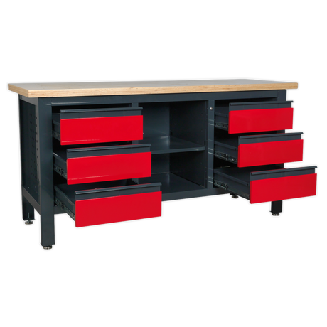 Workstation with 6 Drawers & Open Storage - AP1905D - Farming Parts