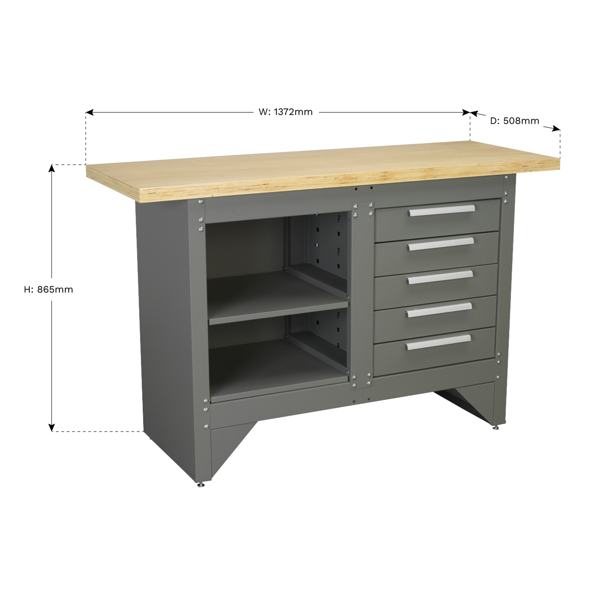 Workbench with 5 Drawers Ball-Bearing Slides Heavy-Duty - AP2030BB - Farming Parts