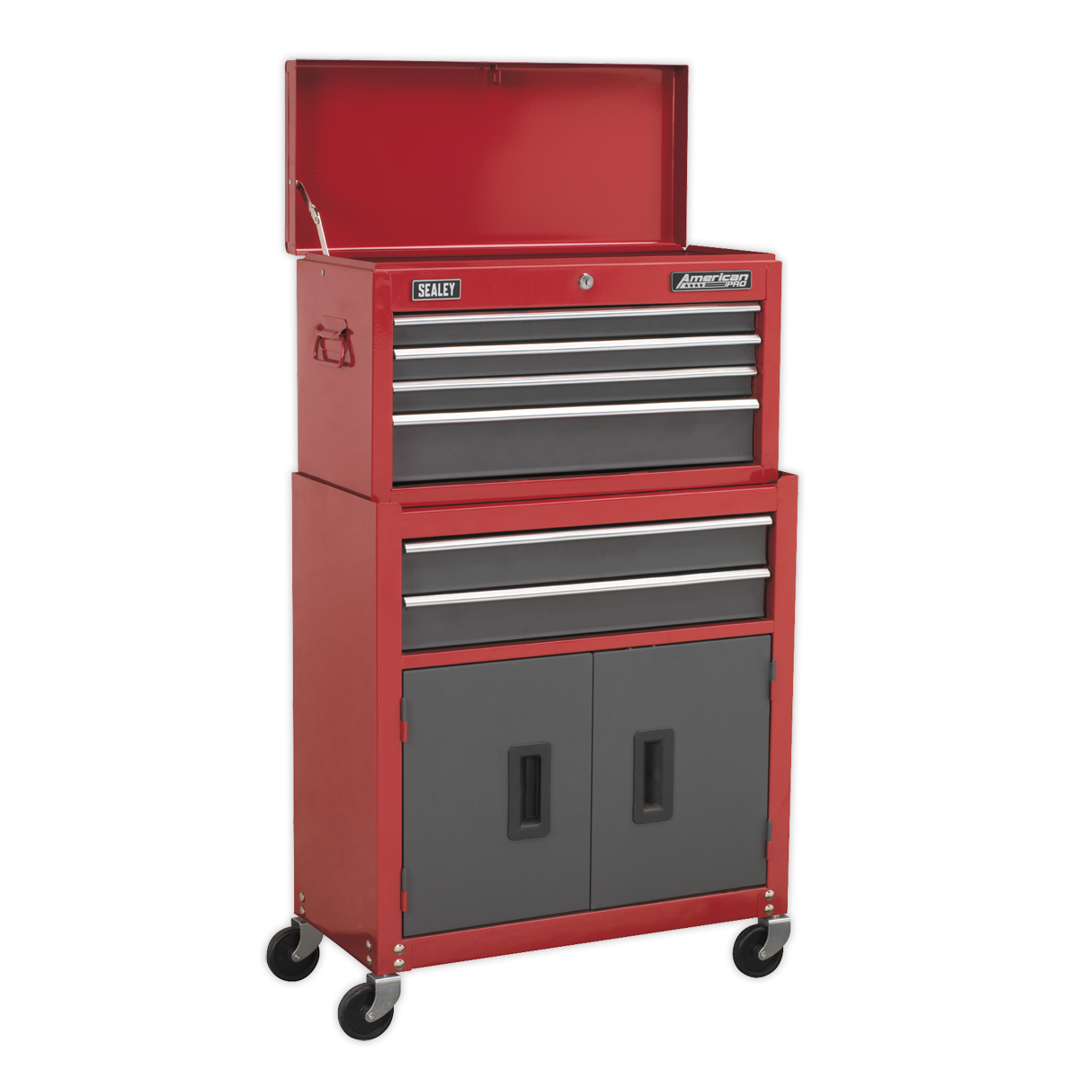 Topchest & Rollcab Combination 6 Drawer with Ball-Bearing Slides- Red - AP2200BB - Farming Parts