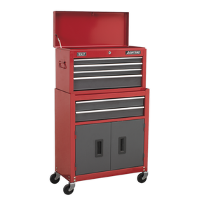 Topchest & Rollcab Combination 6 Drawer with Ball-Bearing Slides- Red - AP2200BB - Farming Parts