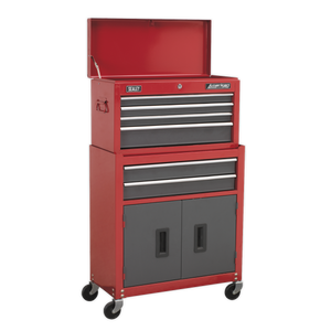 Topchest & Rollcab Combination 6 Drawer with Ball-Bearing Slides- Red - AP2200BB - Farming Parts
