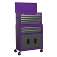 Topchest & Rollcab Combination 6 Drawer with Ball-Bearing Slides - Purple/Grey - AP2200BBCP - Farming Parts