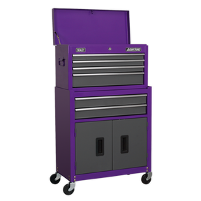 Topchest & Rollcab Combination 6 Drawer with Ball-Bearing Slides - Purple/Grey - AP2200BBCP - Farming Parts