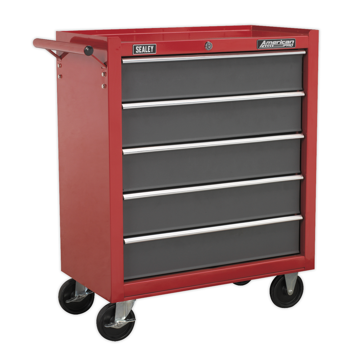 Rollcab 5 Drawer with Ball-Bearing Slides - Red/Grey - AP22505BB - Farming Parts