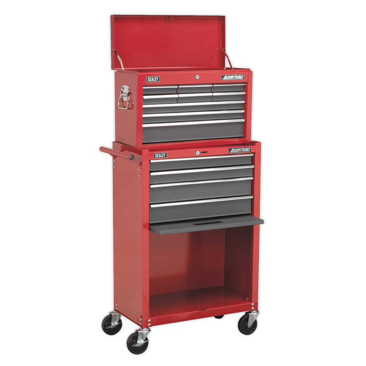 Topchest & Rollcab Combination 13 Drawer with Ball-Bearing Slides - Red/Grey - AP22513BB - Farming Parts