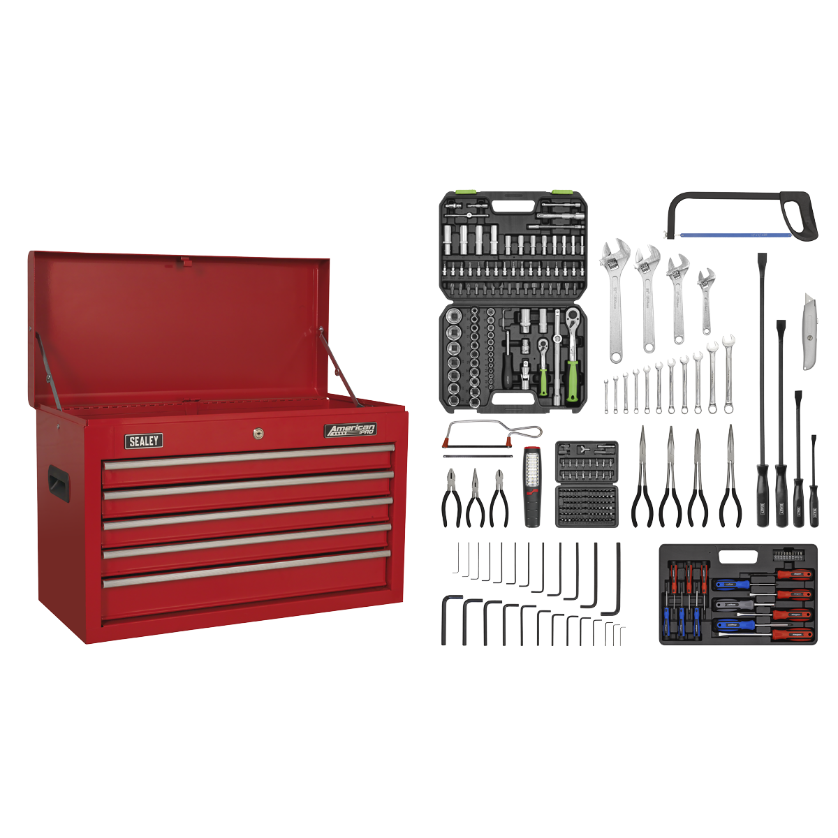 Topchest 5 Drawer with Ball-Bearing Slides - Red & 272pc Tool Kit - AP225COMBO - Farming Parts