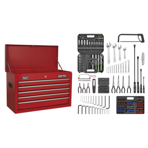 Topchest 5 Drawer with Ball-Bearing Slides - Red & 272pc Tool Kit - AP225COMBO - Farming Parts