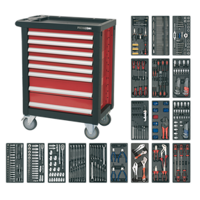 Rollcab 8 Drawer with Ball-Bearing Slides & 707pc Tool Kit - AP2408TTC08 - Farming Parts