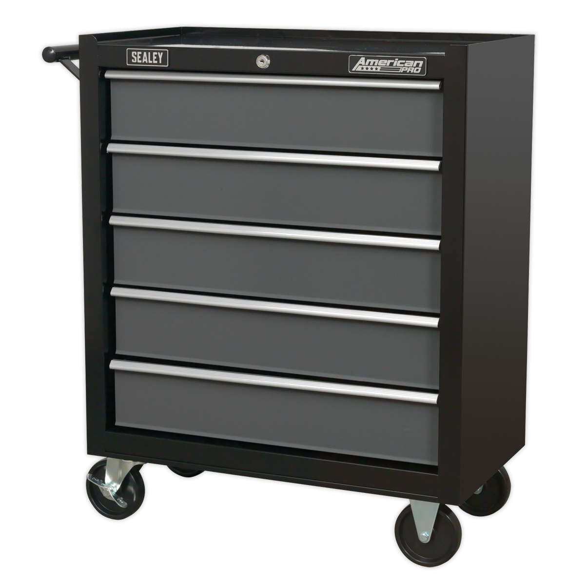 Rollcab 5 Drawer with Ball-Bearing Slides - Black/Grey - AP2505B - Farming Parts