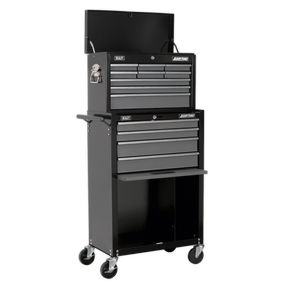 Topchest & Rollcab Combination 13 Drawer with Ball-Bearing Slides - Black/Grey - AP2513B - Farming Parts