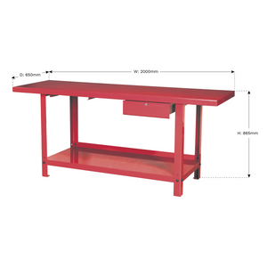 Workbench Steel 2m with 1 Drawer - AP3020 - Farming Parts