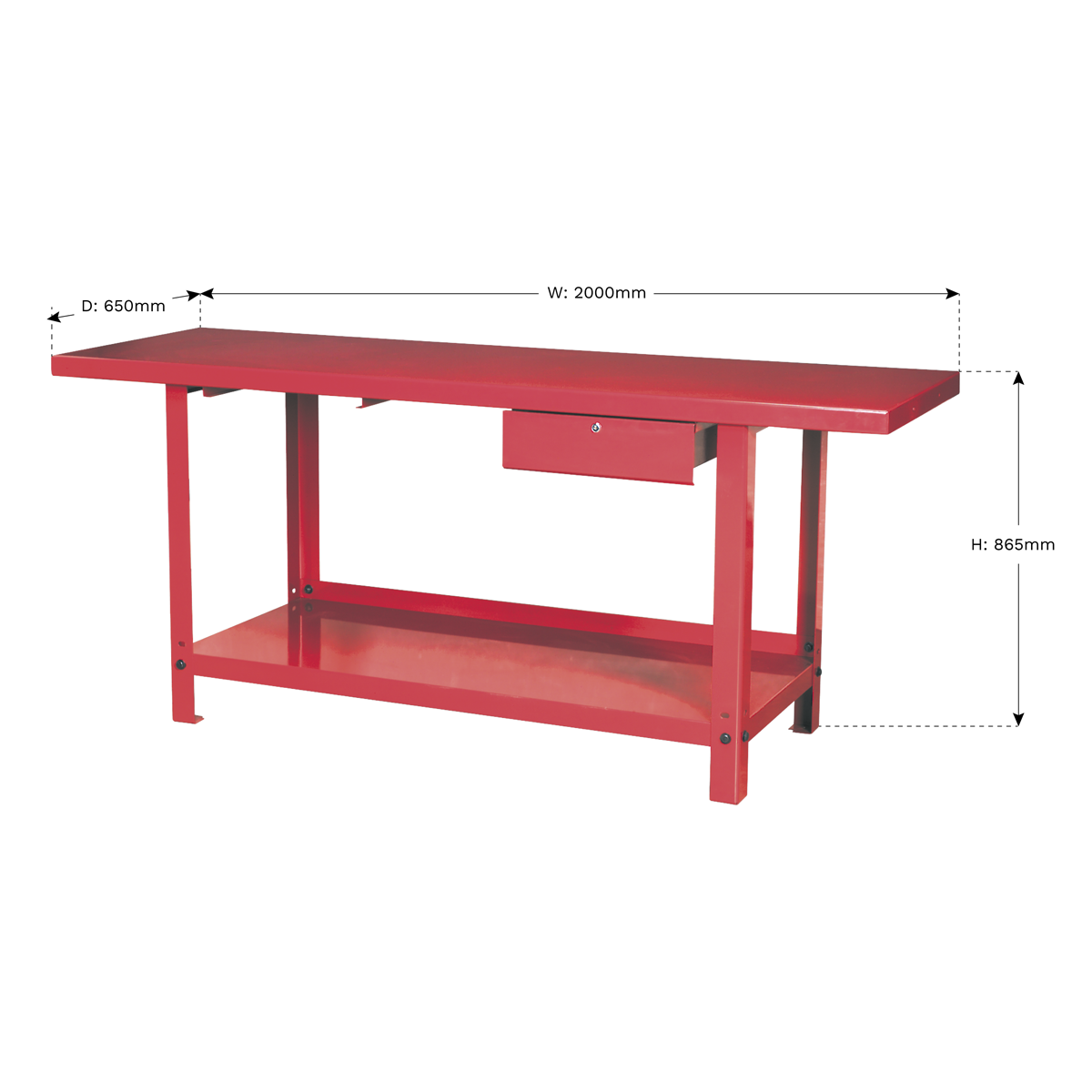 Workbench Steel 2m with 1 Drawer - AP3020 - Farming Parts