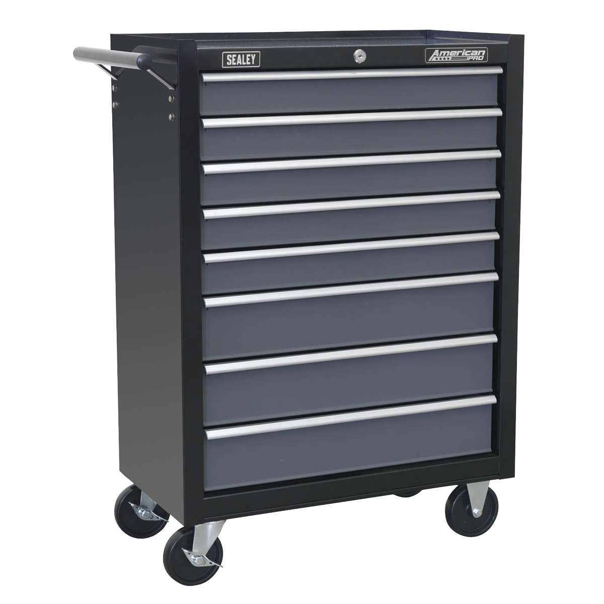 Rollcab 8 Drawer with Ball-Bearing Slides - Black/Grey - AP3508TB - Farming Parts