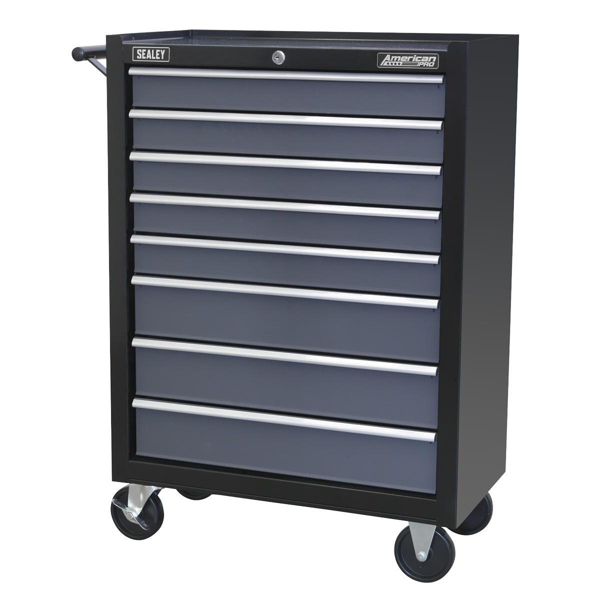 Rollcab 8 Drawer with Ball-Bearing Slides - Black/Grey - AP3508TB - Farming Parts