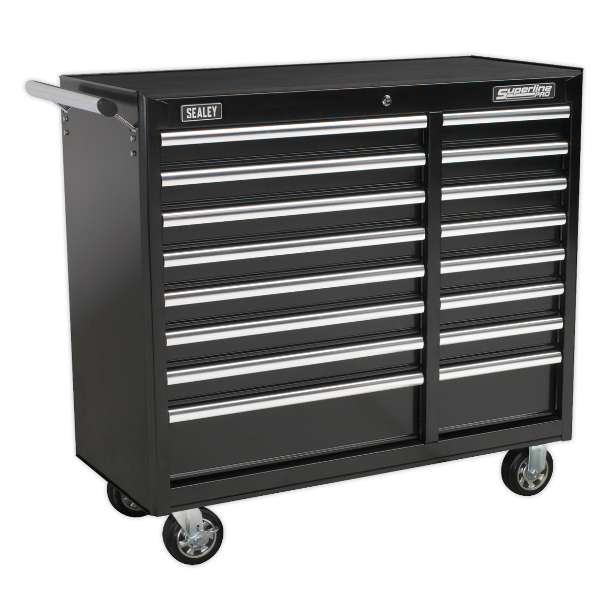 Rollcab 16 Drawer with Ball-Bearing Slides Heavy-Duty - Black - AP41169B - Farming Parts