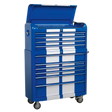 Retro Style Extra-Wide Topchest & Rollcab Combination 10 Drawer Blue/White Stripes - AP41COMBOBWS - Farming Parts