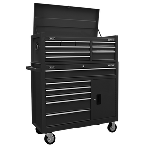 Sealey | American PRO® Topchest & Rollcab Combination 15 Drawer - Black - AP41STACKB