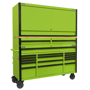 15 Drawer 1549mm Mobile Trolley with Wooden Worktop and Hutch and 2 Drawer Riser - AP6115BECOMBO1 - Farming Parts