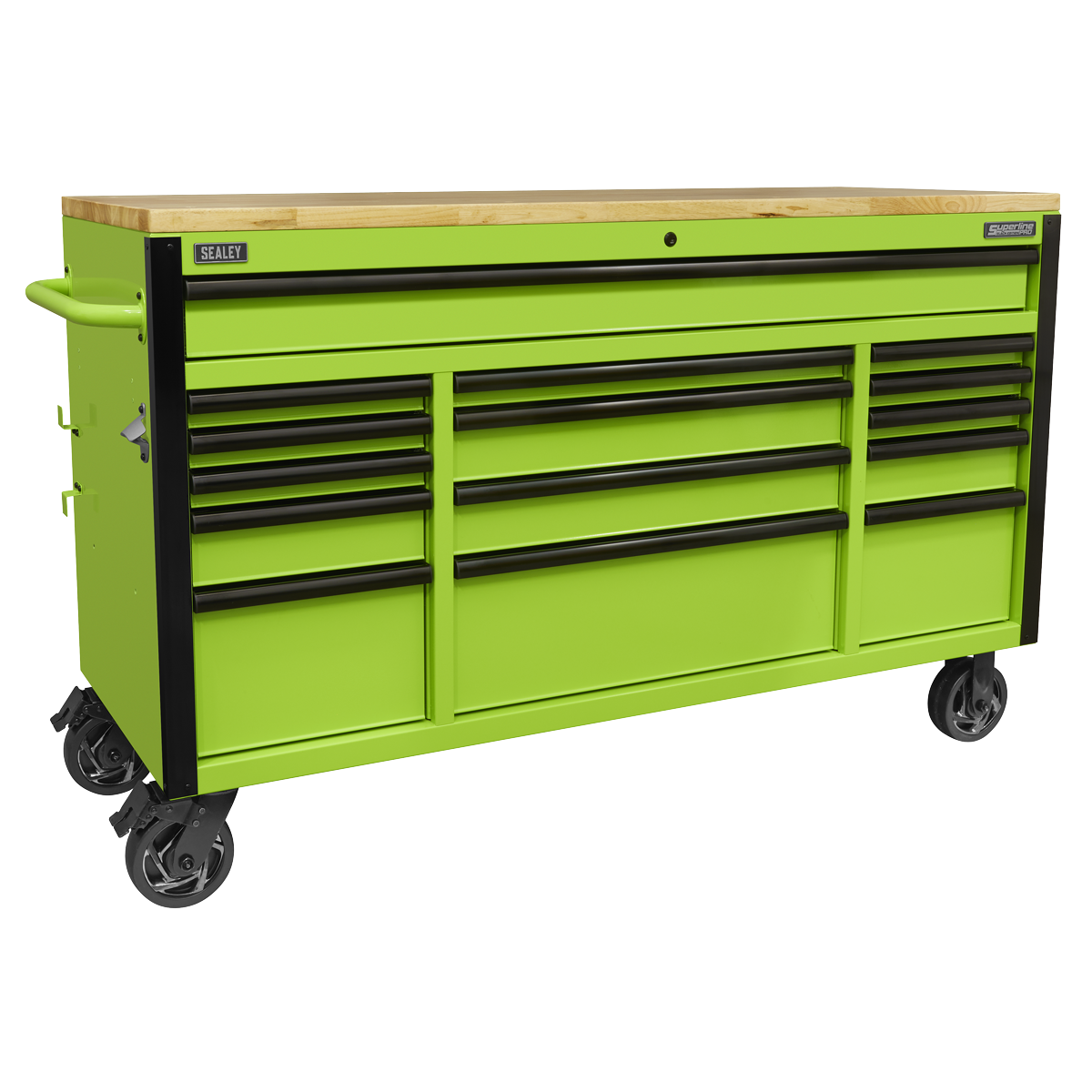 15 Drawer Mobile Trolley with Wooden Worktop 1549mm - AP6115BE - Farming Parts