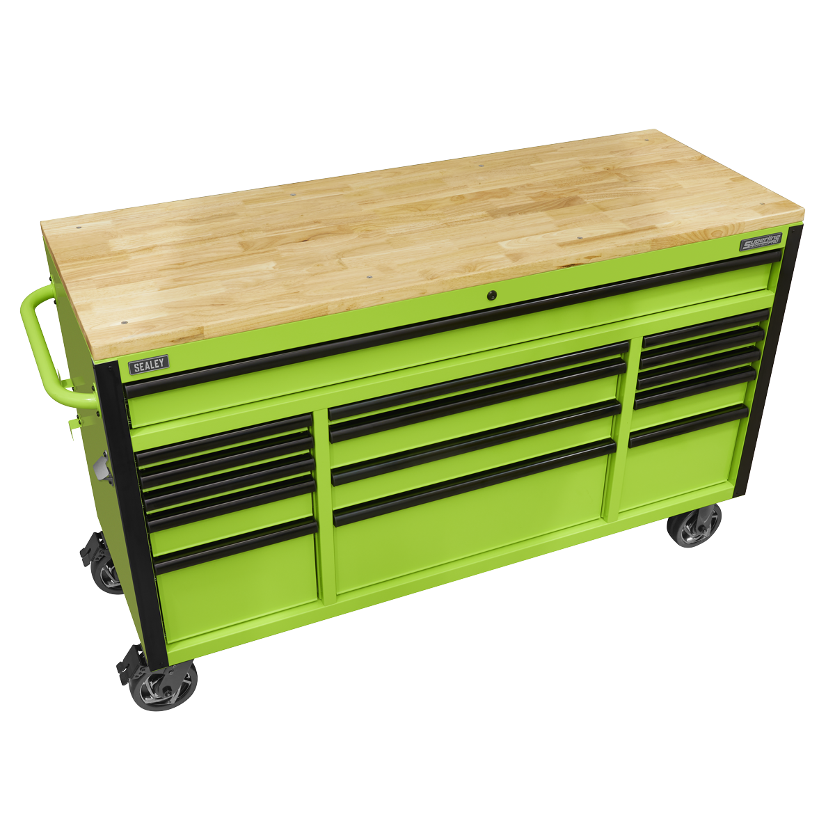 15 Drawer Mobile Trolley with Wooden Worktop 1549mm - AP6115BE - Farming Parts