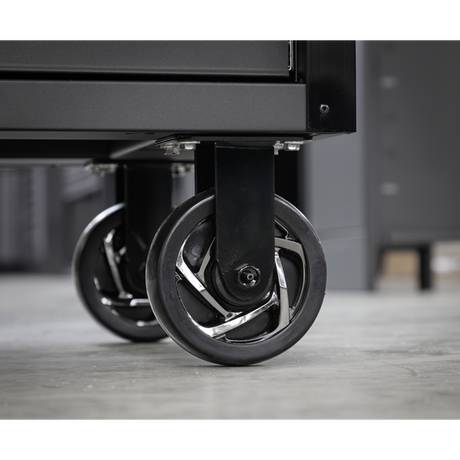 Superline PRO® Black Edition Mobile Trolley with Wooden Worktop 15 Drawer, Hutch & 2 Drawer Riser 1549mm - SE-AP6215BECOMBO1