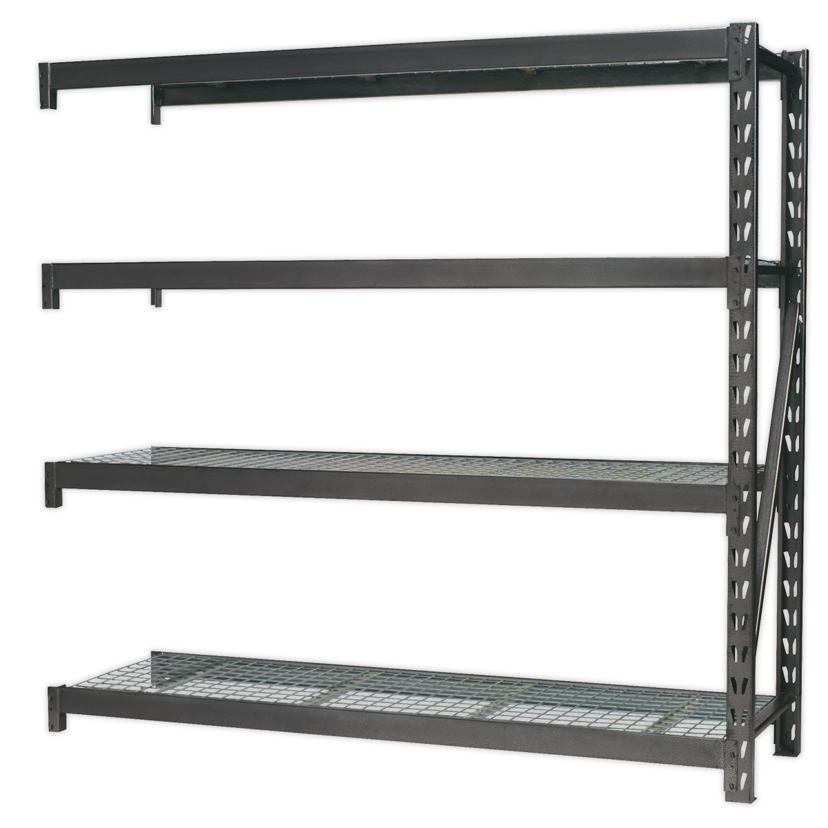 Heavy-Duty Racking Extension Pack with 4 Mesh Shelves 640kg Capacity Per Level - AP6572E - Farming Parts