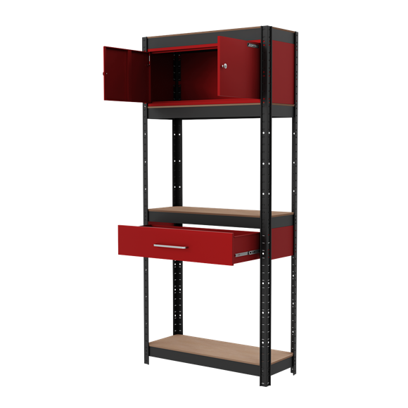 Sealey | Shelving Unit 4-Tier with Cupboard and Drawer - AP830R