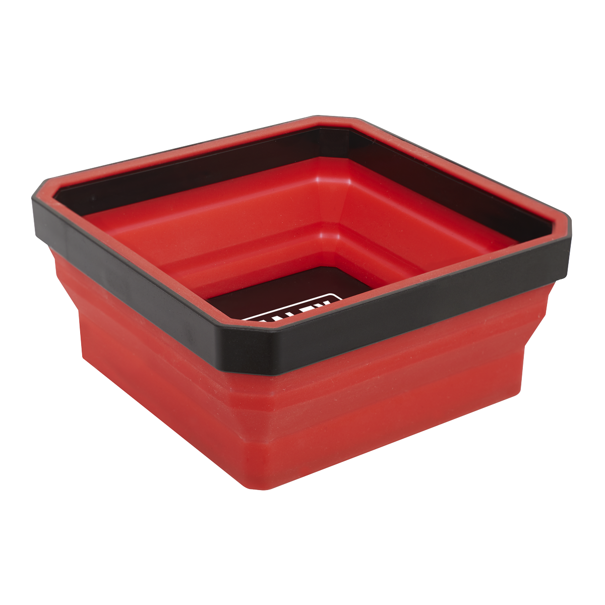 Introducing the Sealey Parts Tray Collapsible Magnetic Set - APCSTS, a red, square-shaped container with black trim at the top, ideal for storing nuts, bolts, and screws.