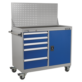 Industrial Mobile Workstation 5 Drawer & 1 Shelf Locker - API1103A - Farming Parts