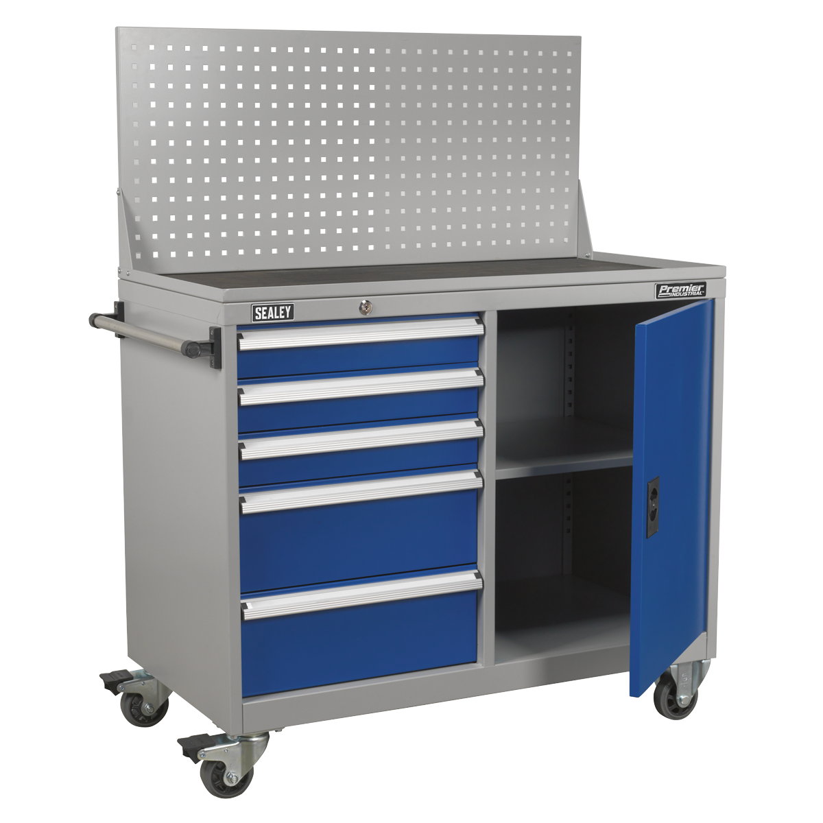 Industrial Mobile Workstation 5 Drawer & 1 Shelf Locker - API1103A - Farming Parts