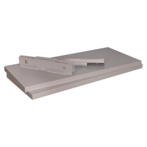 The APICS2, a Shelf for Industrial Cabinets - Pack of 2 by Sealey, offers convenience with easy-assemble brackets, a set of metal drawer slides, and a separate metal plate.