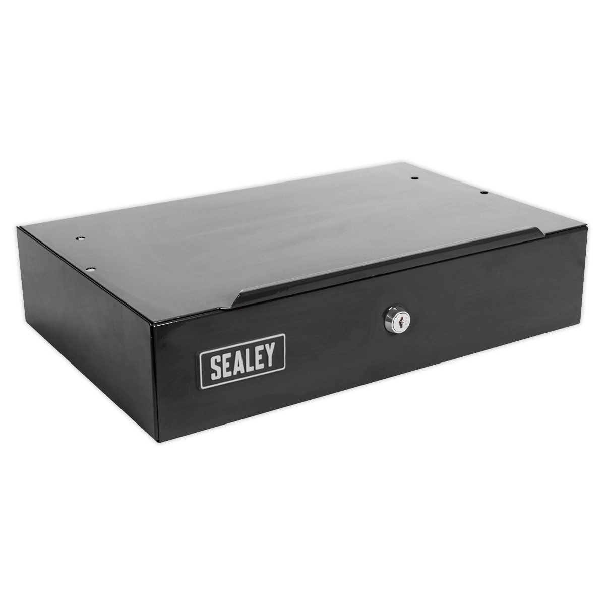 The Sealey Side Cabinet for Long Handle Tools - Black - APLHTB features a rectangular design with a central key lock on the front, providing secure storage.