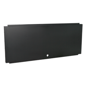 Black rectangular panel with a small central keyhole, perfect as the back panel for Wall Cabinet Model No. APMS14. The product is known as Modular Back Panel 1550mm - APMS11 by Sealey.