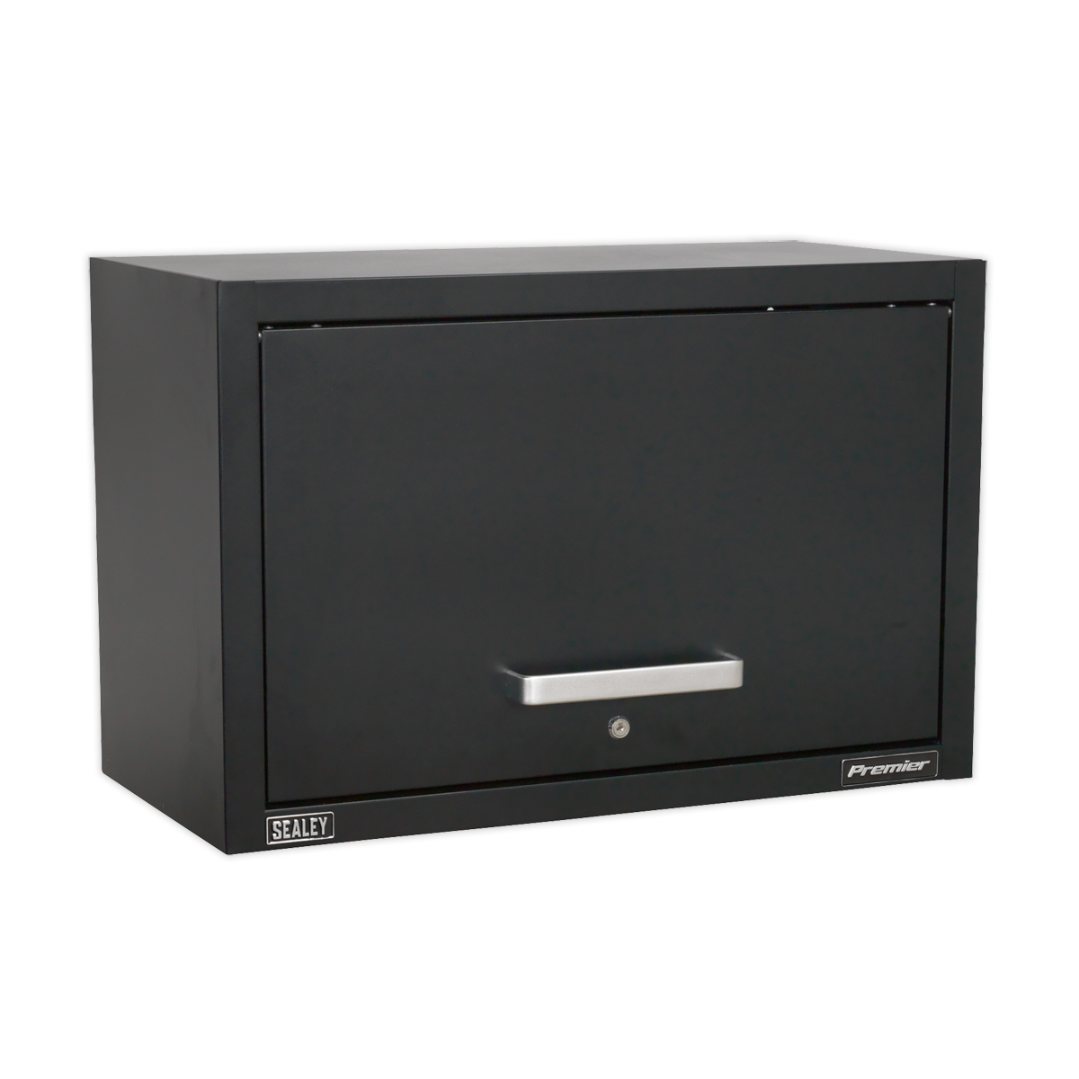 The Sealey Premier APMSCOMBO7W secure metal cabinet features all-steel construction, a handle, and a lock on the front.