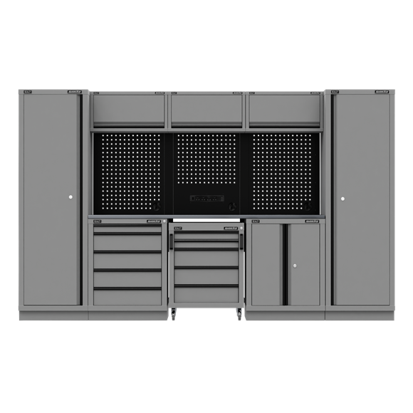 Superline PRO® Black Edition Storage System with Stainless Worktop 3.24m - SE-APMSBESTACK01SS