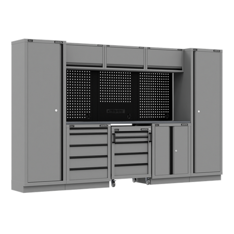 Superline PRO® Black Edition Storage System with Stainless Worktop 3.24m - SE-APMSBESTACK01SS
