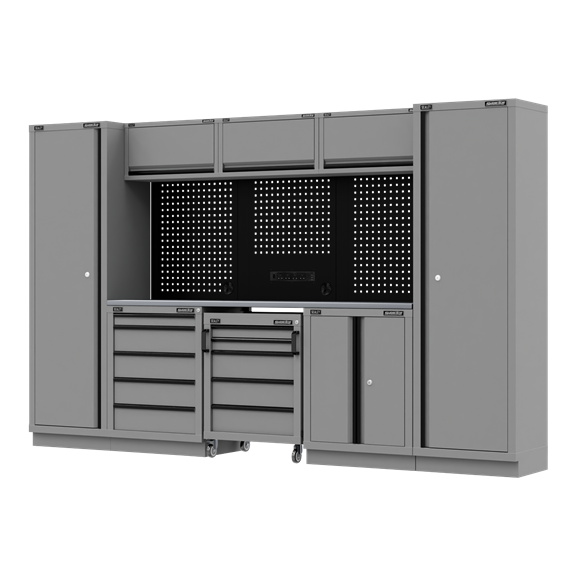 Superline PRO® Black Edition Storage System with Stainless Worktop 3.24m - SE-APMSBESTACK01SS