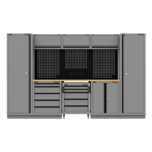 Superline PRO® Black Edition Storage System with Rubber Wood Worktop 3.24m - SE-APMSBESTACK01W
