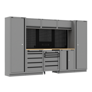 Superline PRO® Black Edition Storage System with Rubber Wood Worktop 3.24m - SE-APMSBESTACK01W